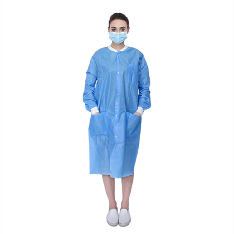 Kowt tal-Lab Disposable Anti-statiku B'Snap Button